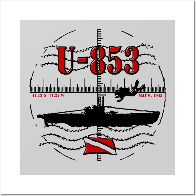 U-853 German U-boat World War II Submarine Wreck Diving North Carolina Dive Wall Art by TeeCreations